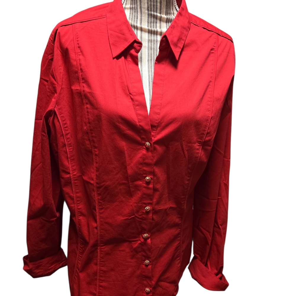 7th Avenue Redbutton Down Top
